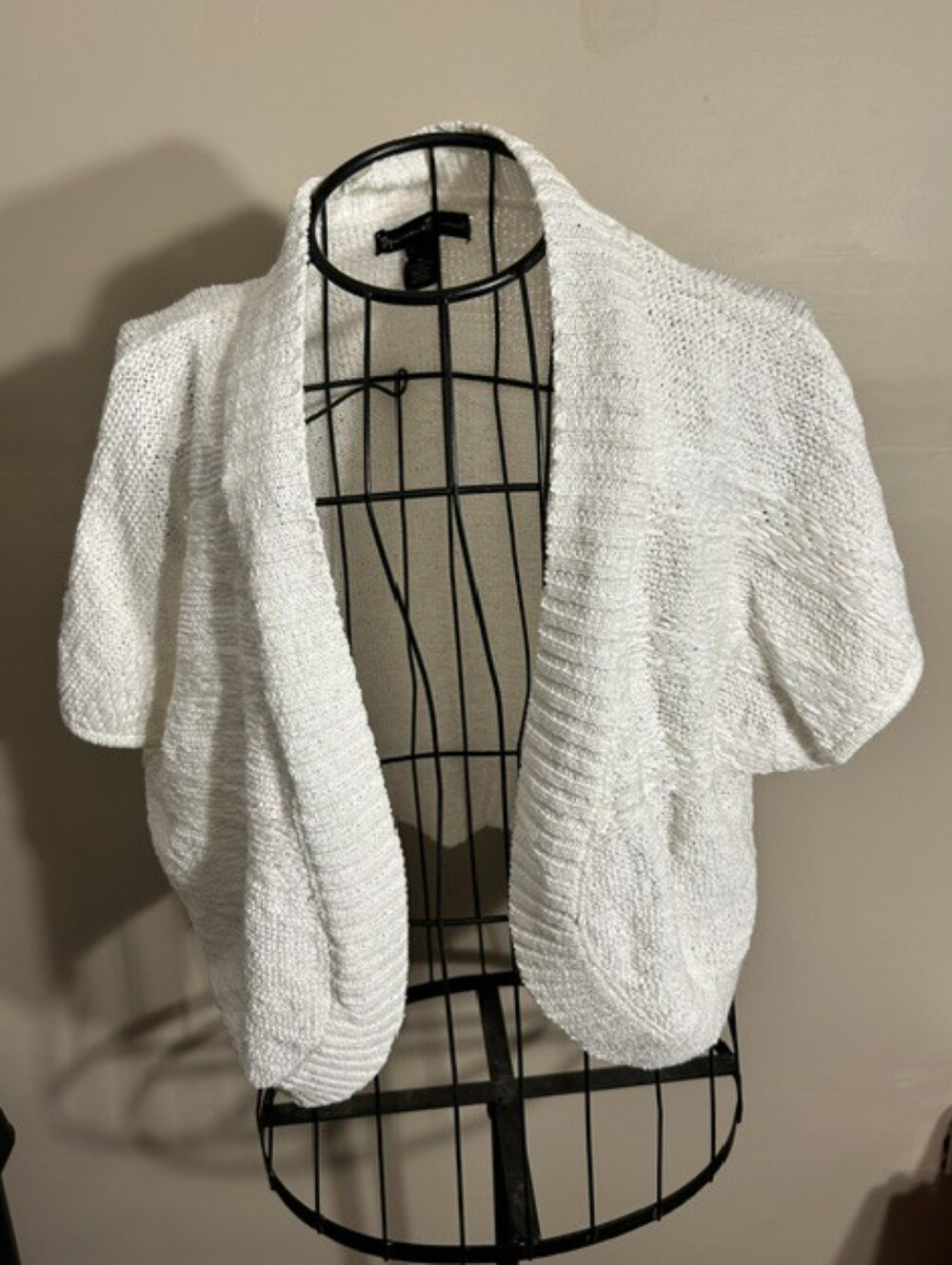 🍋🟩 size extra large womens white open vest sweater shirt knit coat - Picture 1 of 4